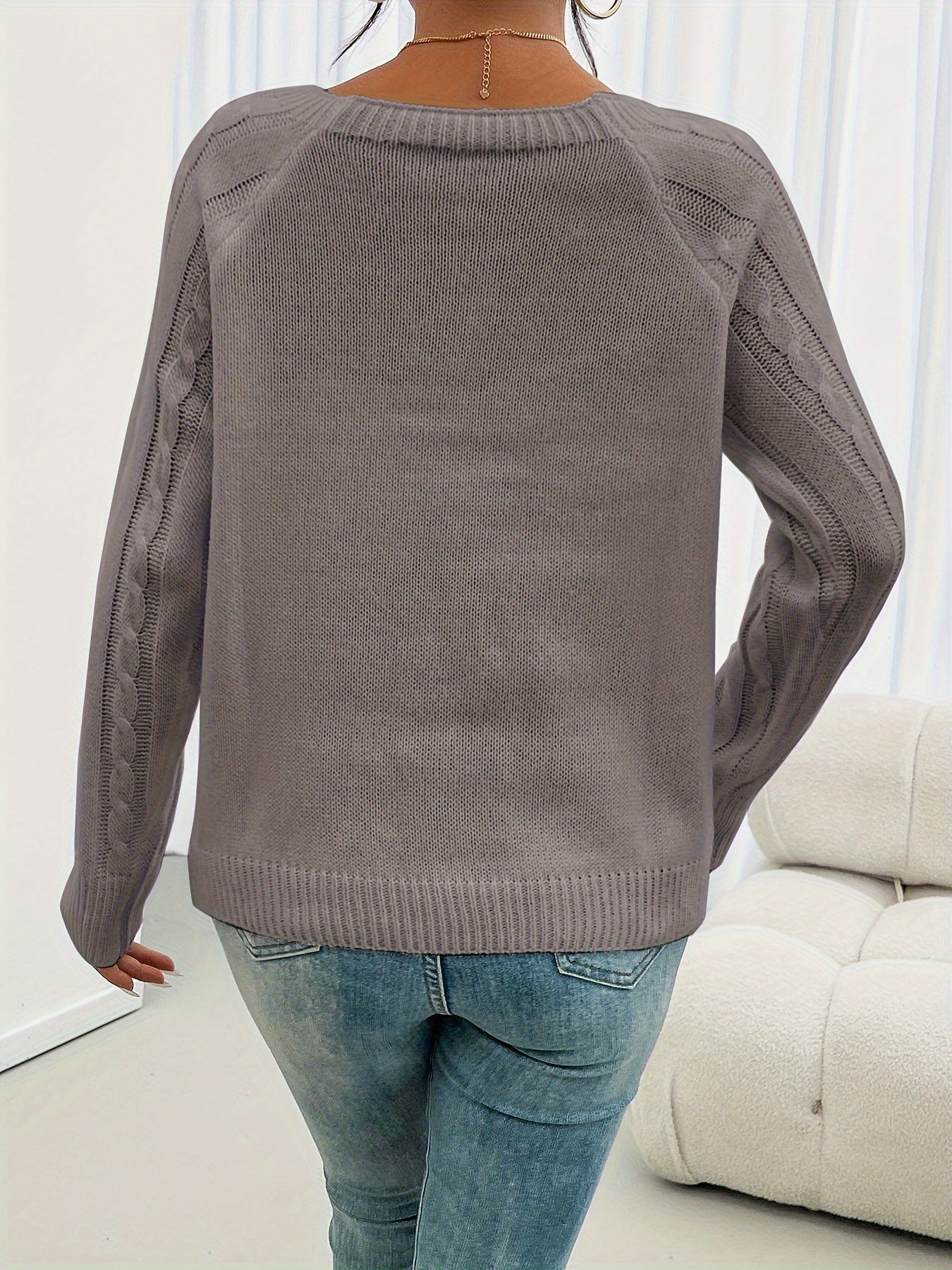 Étoile de paris | Pull décontracté à col carré et boutons sur le devant pour femme