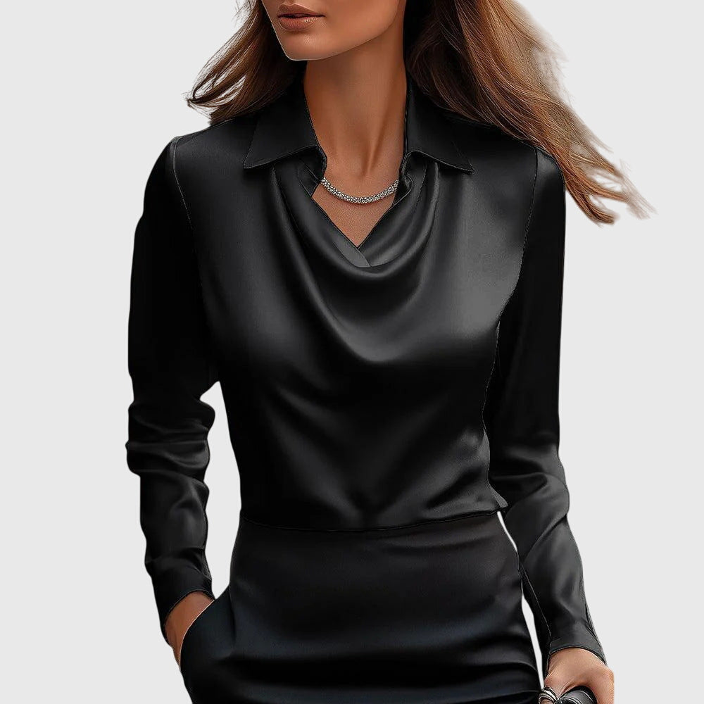 Étoile de paris™ | Blouse avec un éclat luxueux et un col plissé