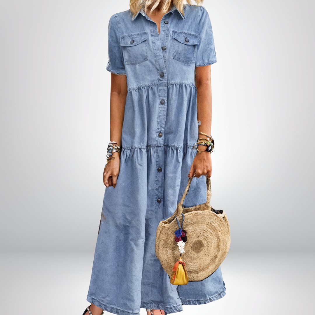 Étoile de Paris® | Robe en denim souple avec boutons