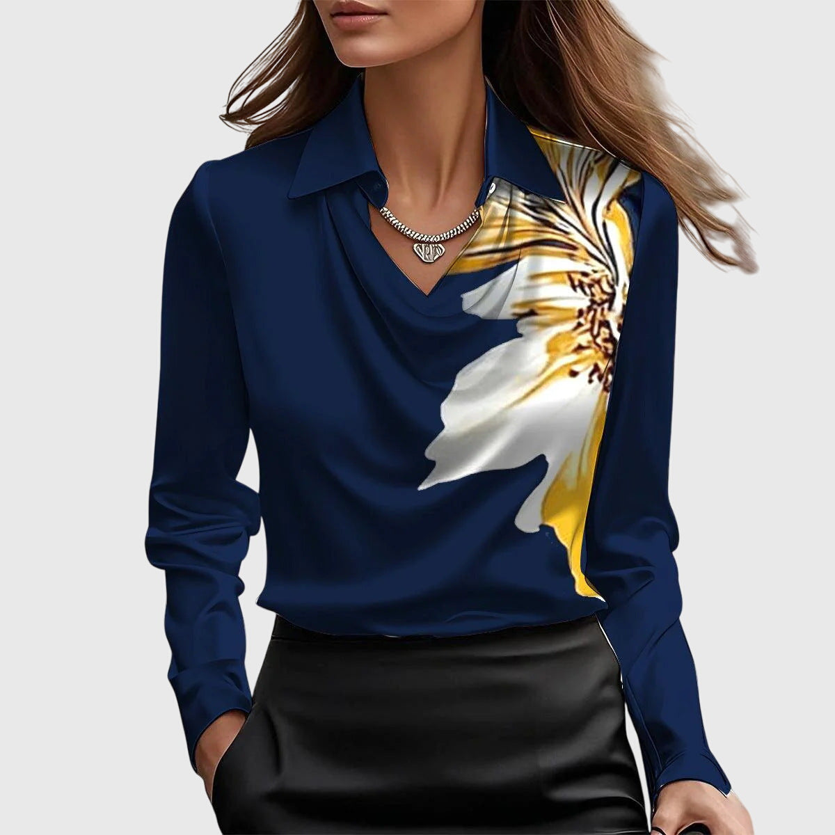 Étoile de paris™ | Blouse avec un éclat luxueux et un col plissé