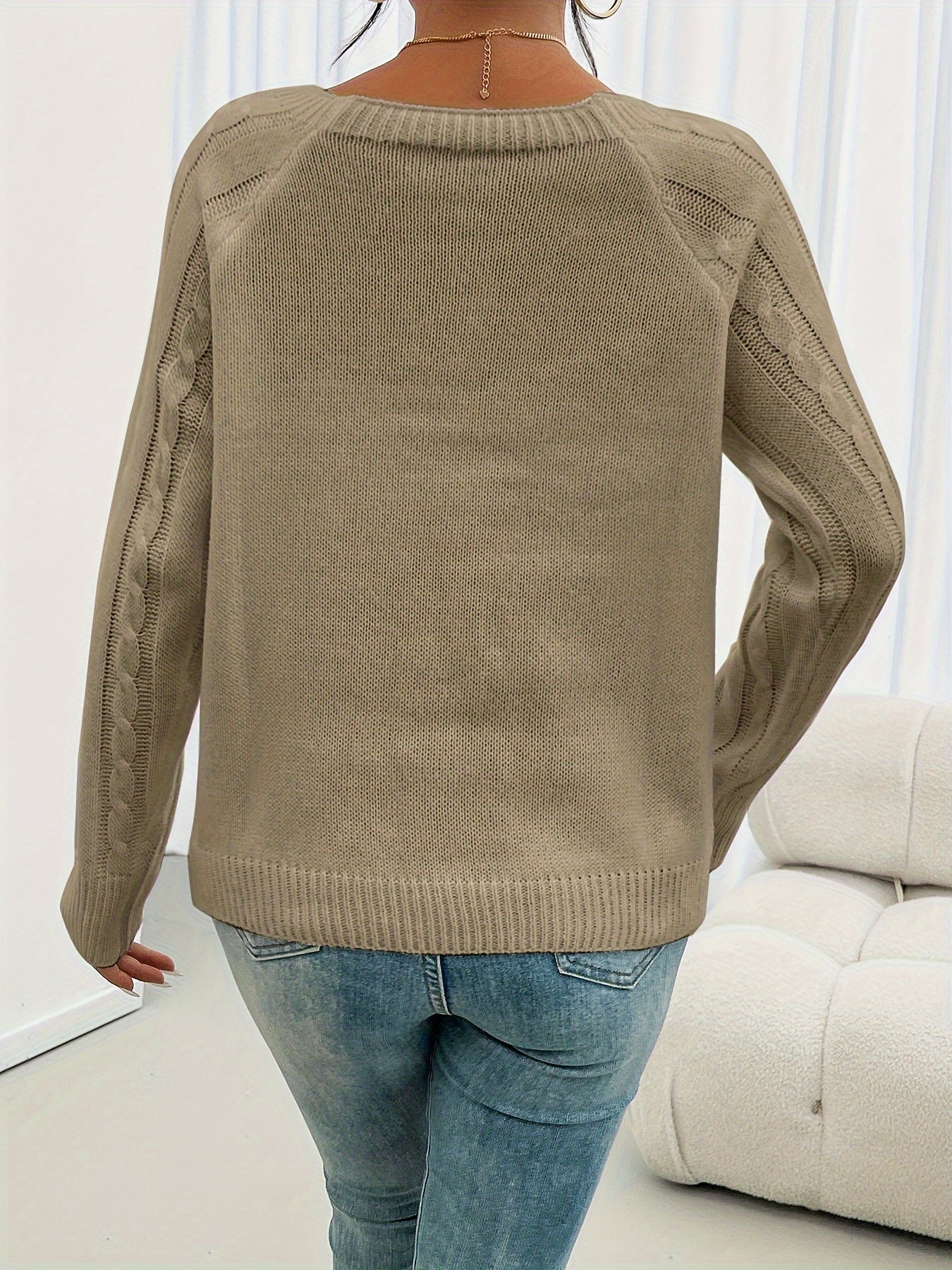 Étoile de paris | Pull décontracté à col carré et boutons sur le devant pour femme