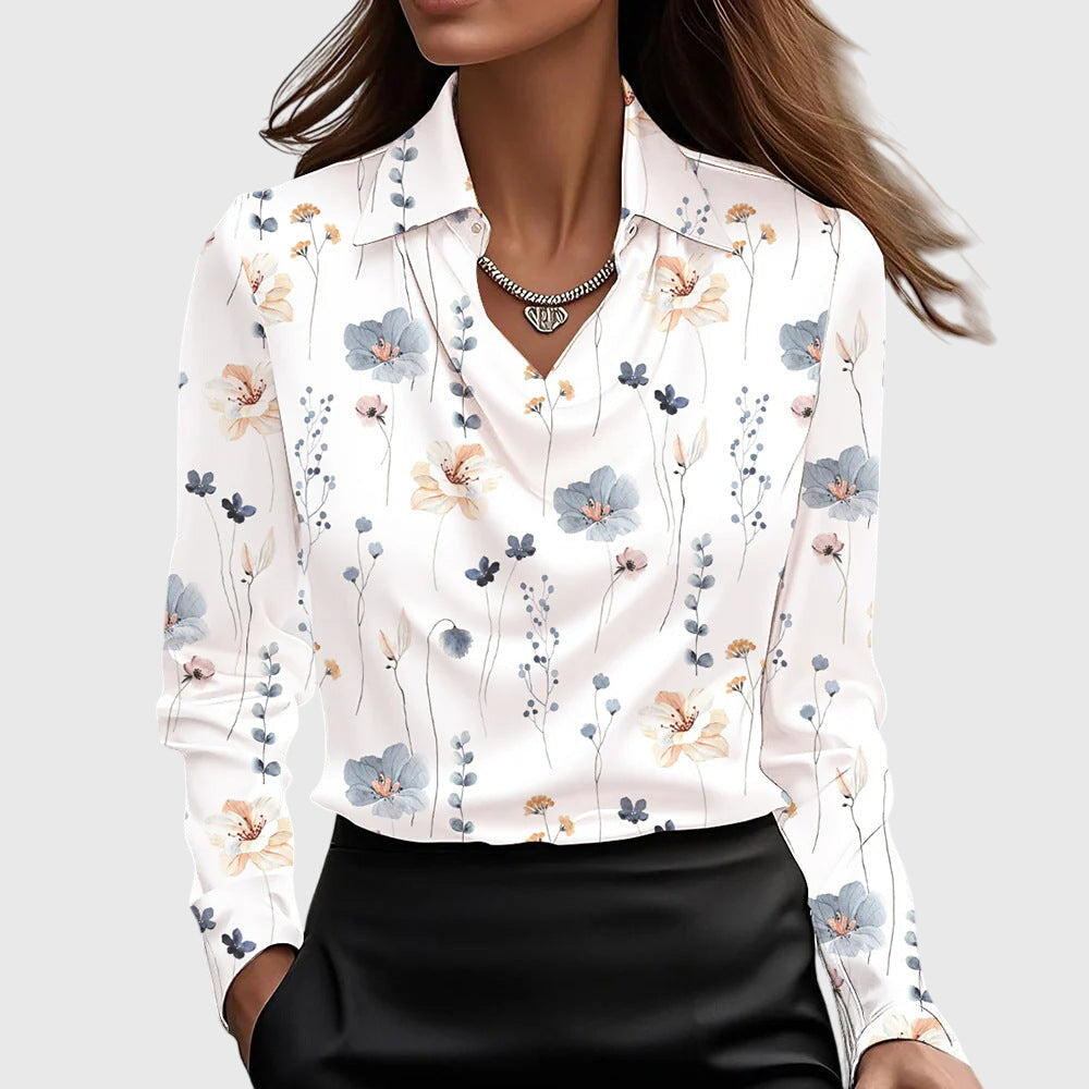 Étoile de paris™ | Blouse avec un éclat luxueux et un col plissé