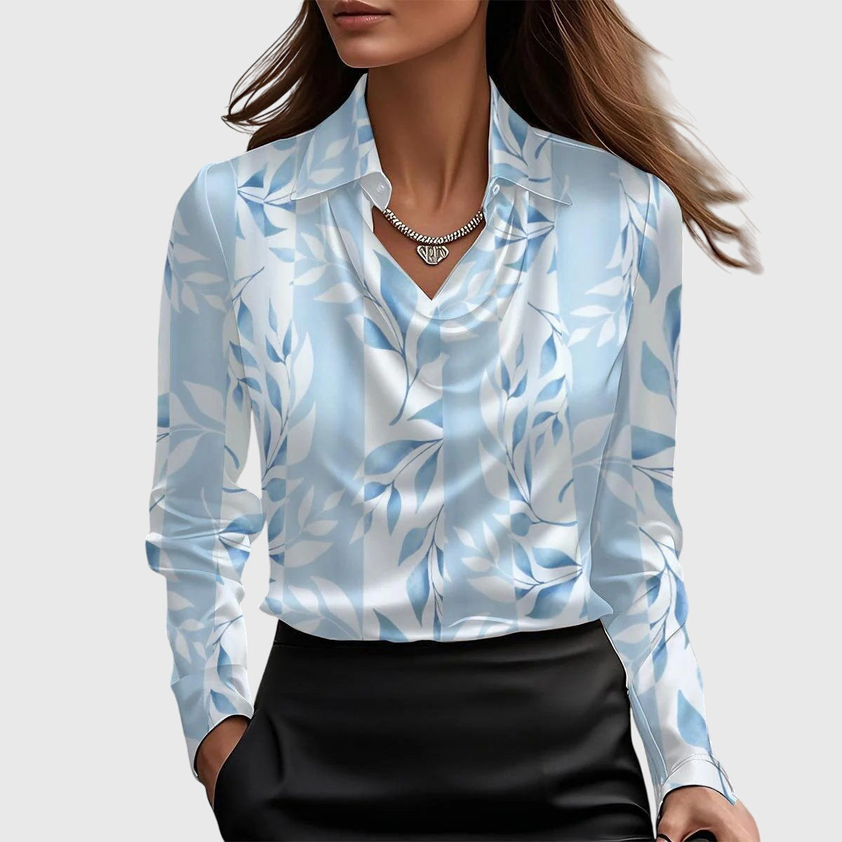 Étoile de paris™ | Blouse avec un éclat luxueux et un col plissé