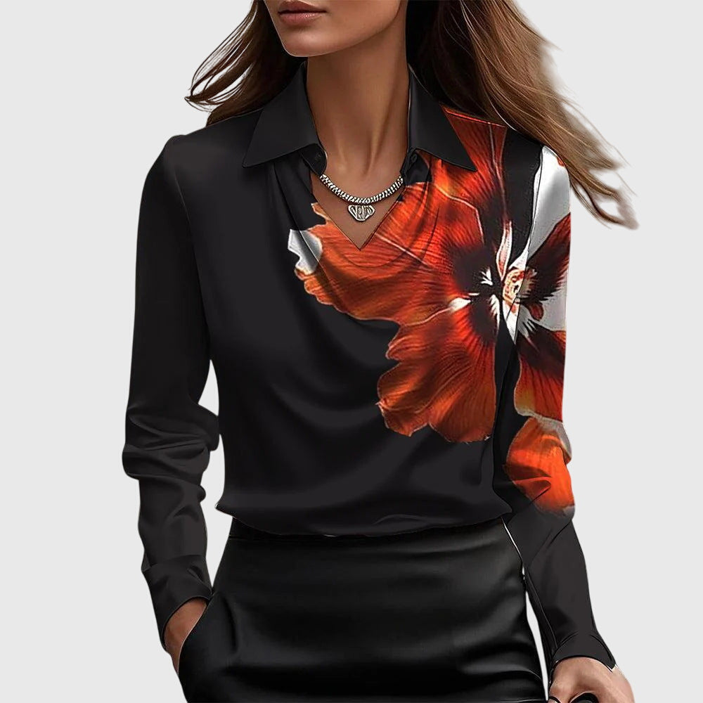 Étoile de paris™ | Blouse avec un éclat luxueux et un col plissé