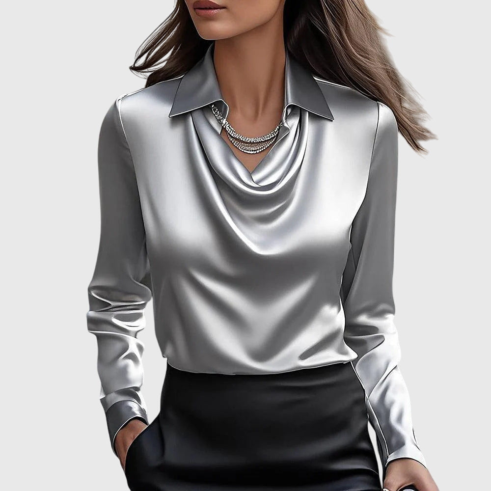 Étoile de paris™ | Blouse avec un éclat luxueux et un col plissé