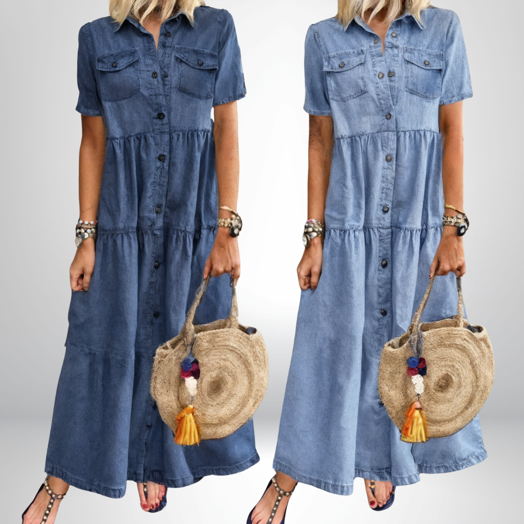 Étoile de Paris® | Robe en denim souple avec boutons