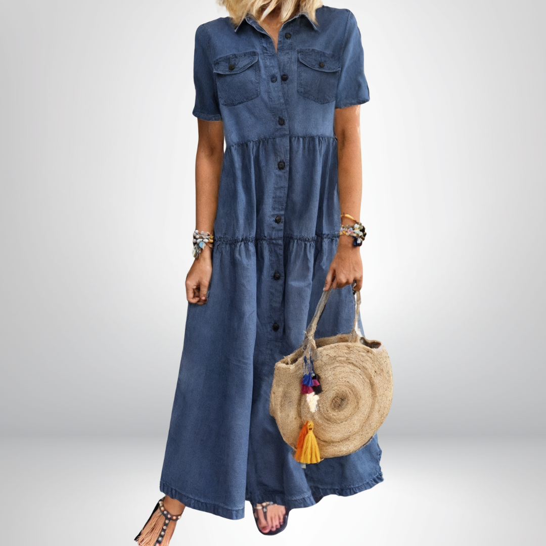 Étoile de Paris® | Robe en denim souple avec boutons