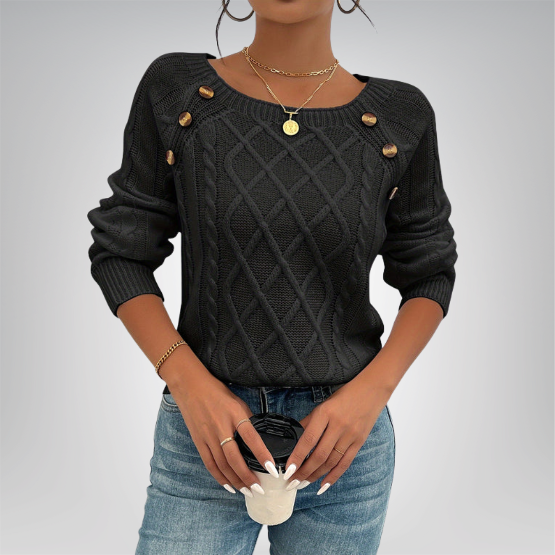 Étoile de paris | Pull décontracté à col carré et boutons sur le devant pour femme